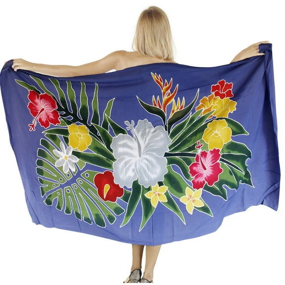 HAPPY BAY Women's Beachwear Summer Beach Bikini Wraps Sarong Coverups Wrap Skirt Bathing suit Swimsuit Swimwear Swim Cover up for Women One Size Blue, Floral