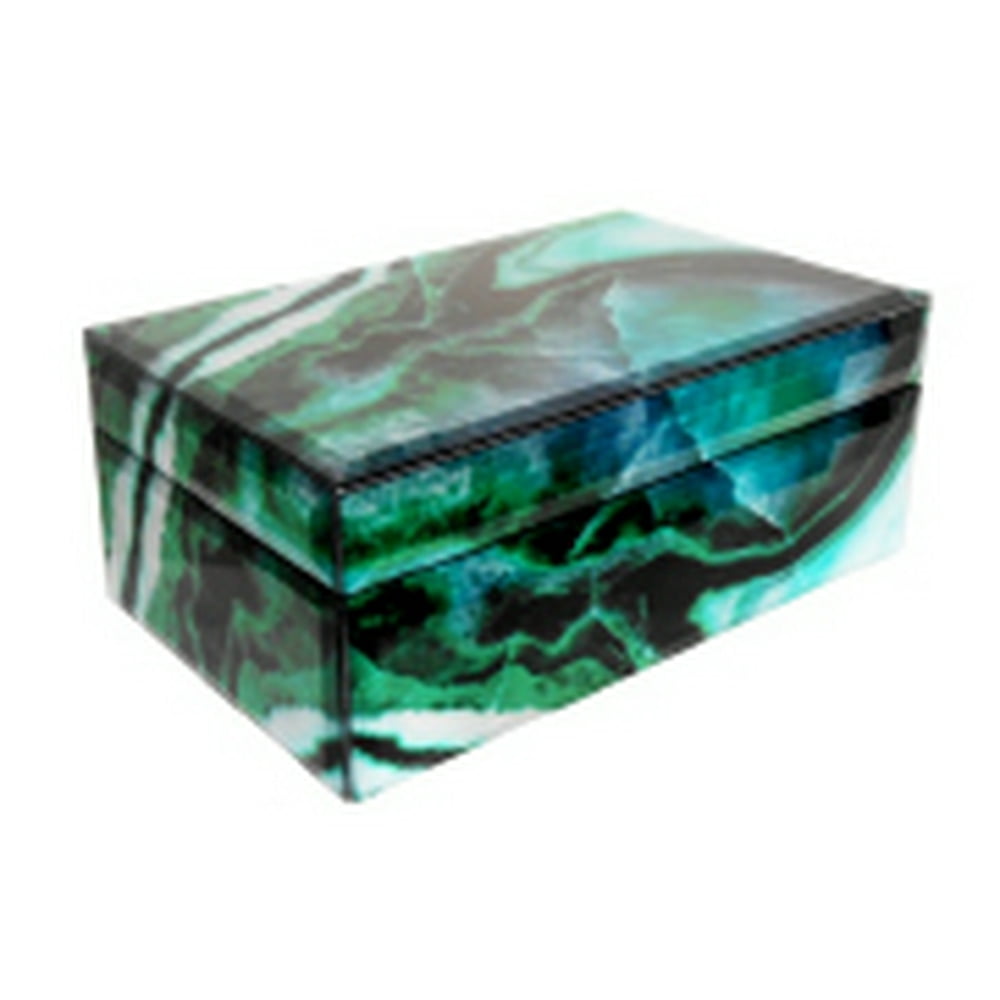 9.5X7X3.5 Green Marble Design Storage Box