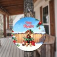 thumbnail image 3 of Merry Christmas Woofmas Xmas Noel Airedale Terrier Elf Candy Cane Snow Round Wood Sign Dale Waterside Dog Lover Hanging Wall Home Decor - 13017, 3 of 5