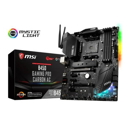 MSI Performance Gaming AMD Ryzen 1st and 2nd Gen AM4 M.2 USB 3 DDR4 HDMI Display Port WiFi Crossfire ATX Motherboard (B450 Gaming PRO Carbon (Best Motherboard For Ryzen 1800x)