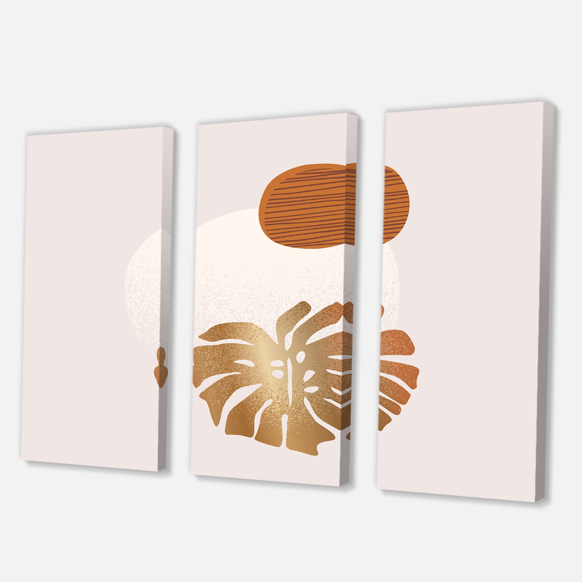 Designart ' Abstract Geometry Shapes and Tropical Palm Leaf II ' Modern Canvas Wall Art Print