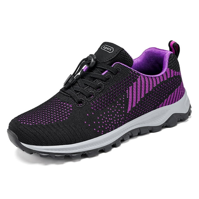 Zapatos Para Correr Zapatos unisex Cordones elásticos transpirables para deportes al aire libre (41 Black Purple) Likrtyny Para Estrenar