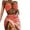 Orange, variant on Women's 3 Piece Bathing Suits O-Ring Halter Textured Bikini Swimsuits Set with Drawstring Beach Cover Ups Mesh Skirt