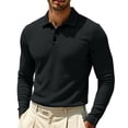 thumbnail image 2 of Resicozy Polo Shirts Men Comfortable Long Sleeve Polo Shirt Breathable Casual Polo Shirts Dark Gray 3XL, 2 of 6