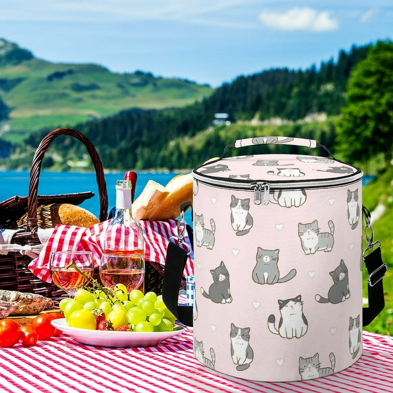 LAKIMCT Cartoon Cute Cat Camping Soft Cooler Insulated Bag Leak Proof Portable Ice Chest Box with Handle Strap 15L Travel Cooler Bag for Picnic Beach Hiking BBQ Lunch Walmart