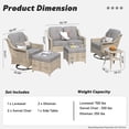 thumbnail image 4 of Ovios 6 Pieces Patio Furniture Set All-Weather Outdoor Sectional Patio Sofa Wicker Rattan Conversation Set with Swivel Rocking Chairs for Backyard, 4 of 6