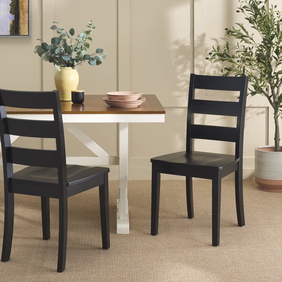 Safavieh Silio Farmhouse Wood Dining Side Chairs, Black (Set of 2)