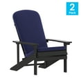 thumbnail image 5 of BizChair Set of 2 All-Weather Poly Resin Wood Adirondack Chairs in Slate Gray with Blue Cushions for Deck, Porch, and Patio, 5 of 15