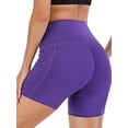 thumbnail image 2 of KingShop High Waisted Yoga Shorts with Pockets for Women, Workout Running Shorts, 2 of 5