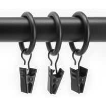 Clip Rings, Fits Rods 3/4-in. Diameter, Curtain & Drapery Hardware, Essential Black - Pack of 12