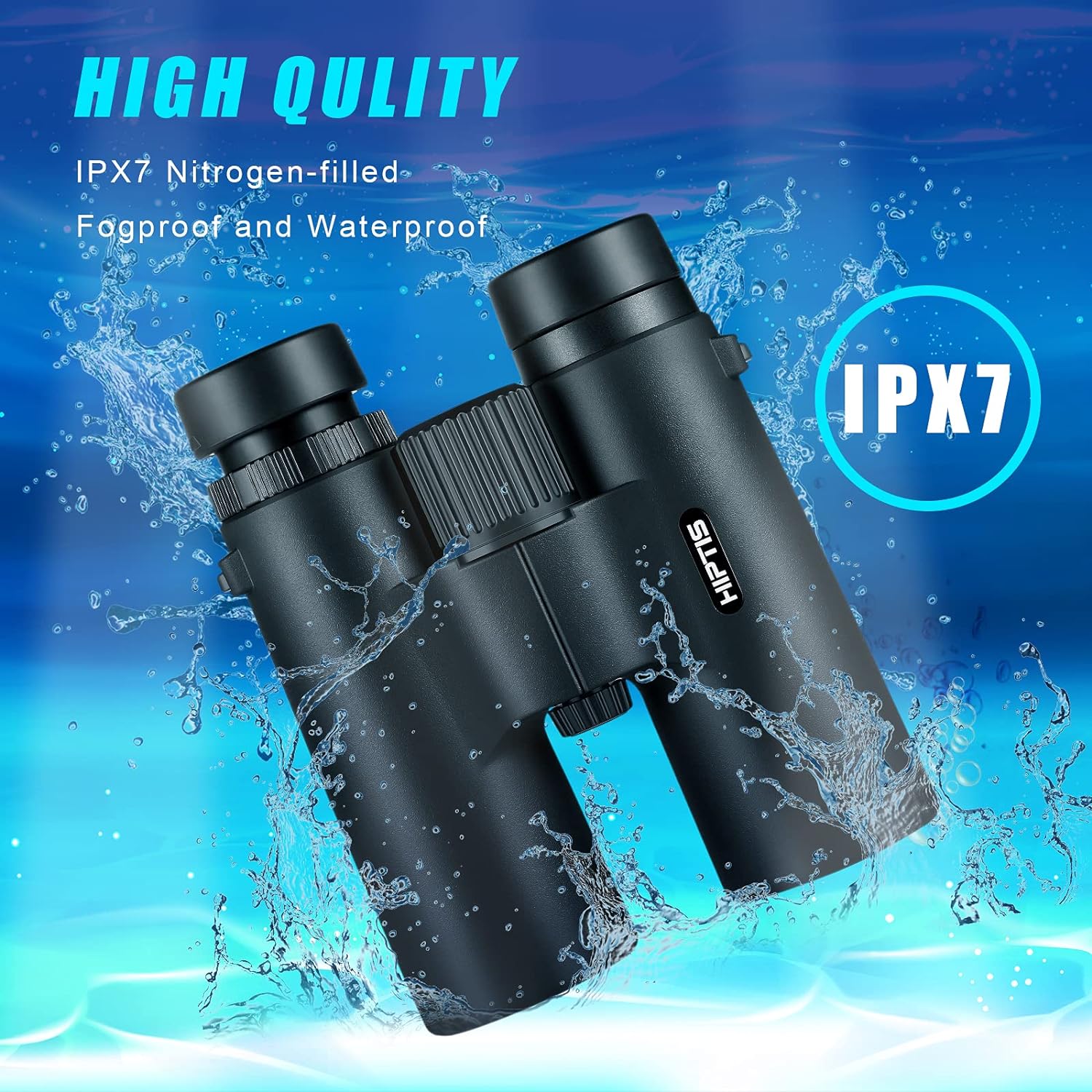 HIPTIS Professional 12x42mm Binoculars with Night Vision for Hunting and Birding