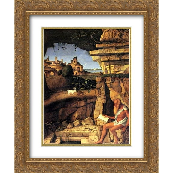 Giovanni Bellini 2x Matted 20x24 Gold Ornate Framed Art Print 'Saint Jerome Reading'