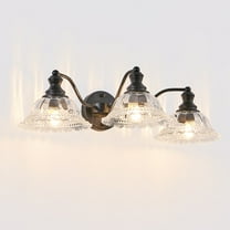 24" Vintage 3-Light Bathroom Wall Sconce, Elegant Black Metal Vanity Light with Clear Glass Shades, Wall Mounted Fixture for Bathroom, Hallway, Bedroom (Bulbs Not Included)