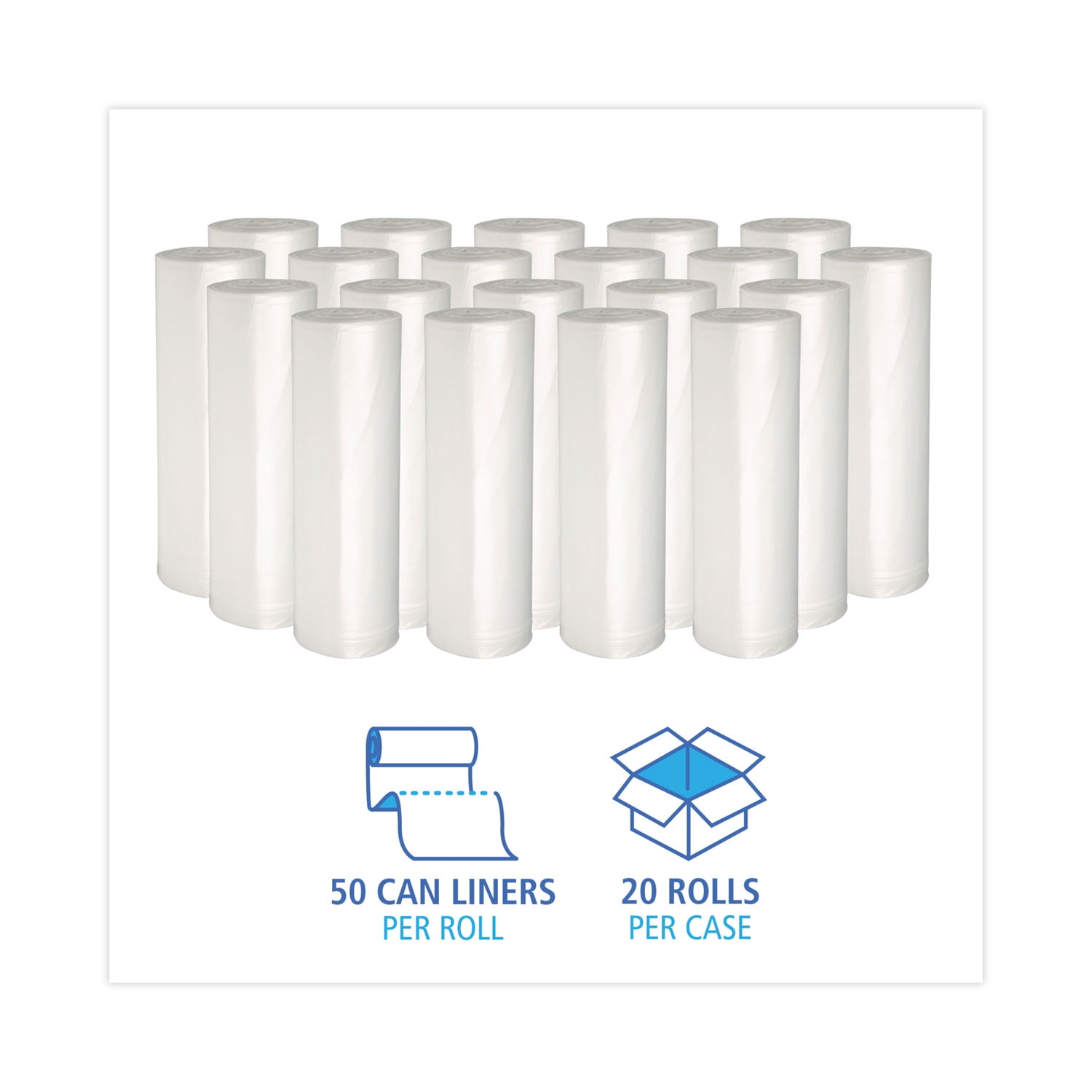 Boardwalk High-Density Trash Bag, 12-16gal, 24 x 33, 6mic, Natural, 50 Bag/Roll, 20 RL/CT
