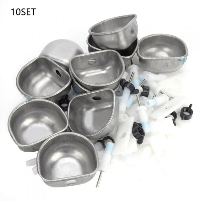 10 juegos de bebederos de acero inoxidable para conejos, cuencos de agua potable, accesorios de alimentación para martas, zorros, conector en T dividido