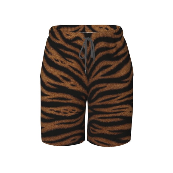 Tiger Print Beach Pants Lightweight and Quick-Drying Teen Shorts with Mesh Lining and Drawstring