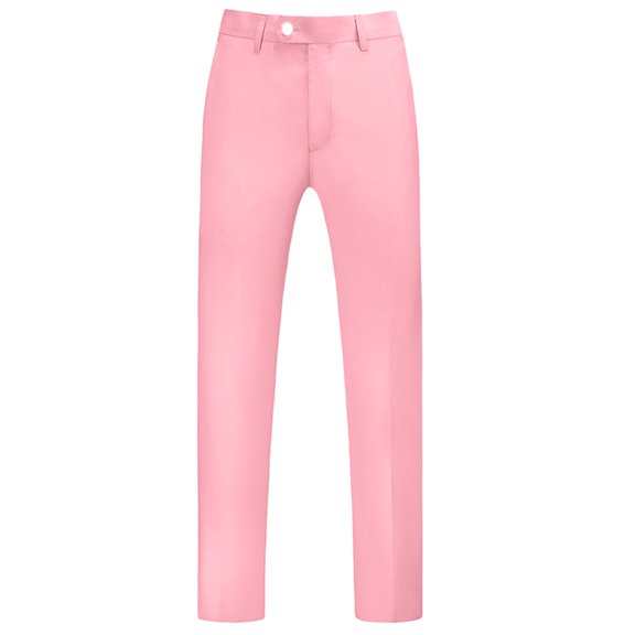 Unique Bargains Men's Dress Pants Slim Fit Flat Front Chino Business Wedding Suit Pants 30 Pink