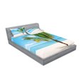 thumbnail image 2 of Ambesonne Tropical Fitted Sheet & Pillow Sham Set, Coconut Palm at Beach, Queen, Blue Cream Green, 2 of 2