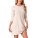 thumbnail image 1 of INSPIRAR CHIC Ropa de dormir para mujeres, vestido de noche de algodón a rayas con mangas 3/4, cuello redondo, midi, color contrastante, suave, talla XL, rojo, 1 of 6