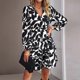 thumbnail image 3 of Vestido Vestido elegante estampado con volantes para mujer, vestido corto plisado, traje diario de estilo informal Ygjytge Negro T XL para Mujer, 3 of 7
