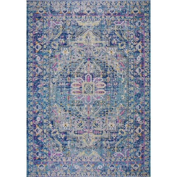 LaDole Rugs Classic Rowen Traditional Outdoor Runner Rug - Amazing Room 2x4 Decor Carpet for Living Room, Hallway, and Entryway - Blue, 3x5 (2'7" x 4'11", 80cm x 150cm)