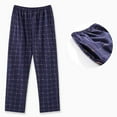 thumbnail image 2 of Stamzod Men's Fashion Plaid Pajama Pants Casual Elastic Waist Straight Lounge Pants Sleepwear Soft Cotton Pajamas for Men Blue XXXXL, 2 of 4