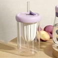 thumbnail image 3 of Vaso de Agua de Vidrio Sin Plomo Estilo con Tapa y Pajita, Vaso de Café Helado para Uso Al Aire Libre, Apto para Niños, 3 of 6