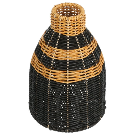 Homoyoyo Rustic Woven Vase Black Plastic and Iron for Home Decor