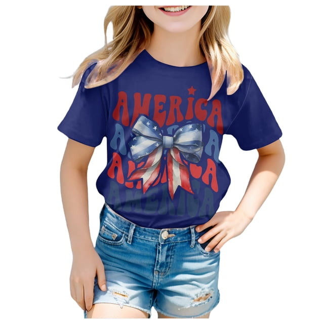 TZEWGL Tees For Toddler Summer Short Sleeve Crewneck Graphic Print Basic Top For Infnants size 12-13T
