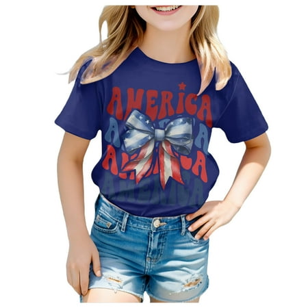 

Dr.Eam Big Girls Tees T-Shirts Girls Short Sleeve Tee Summer Crewneck T Shirt Casual Fit Basic Shirts Fashion Tops Casual Soft Dailywear Blue 3 Y-4 Y