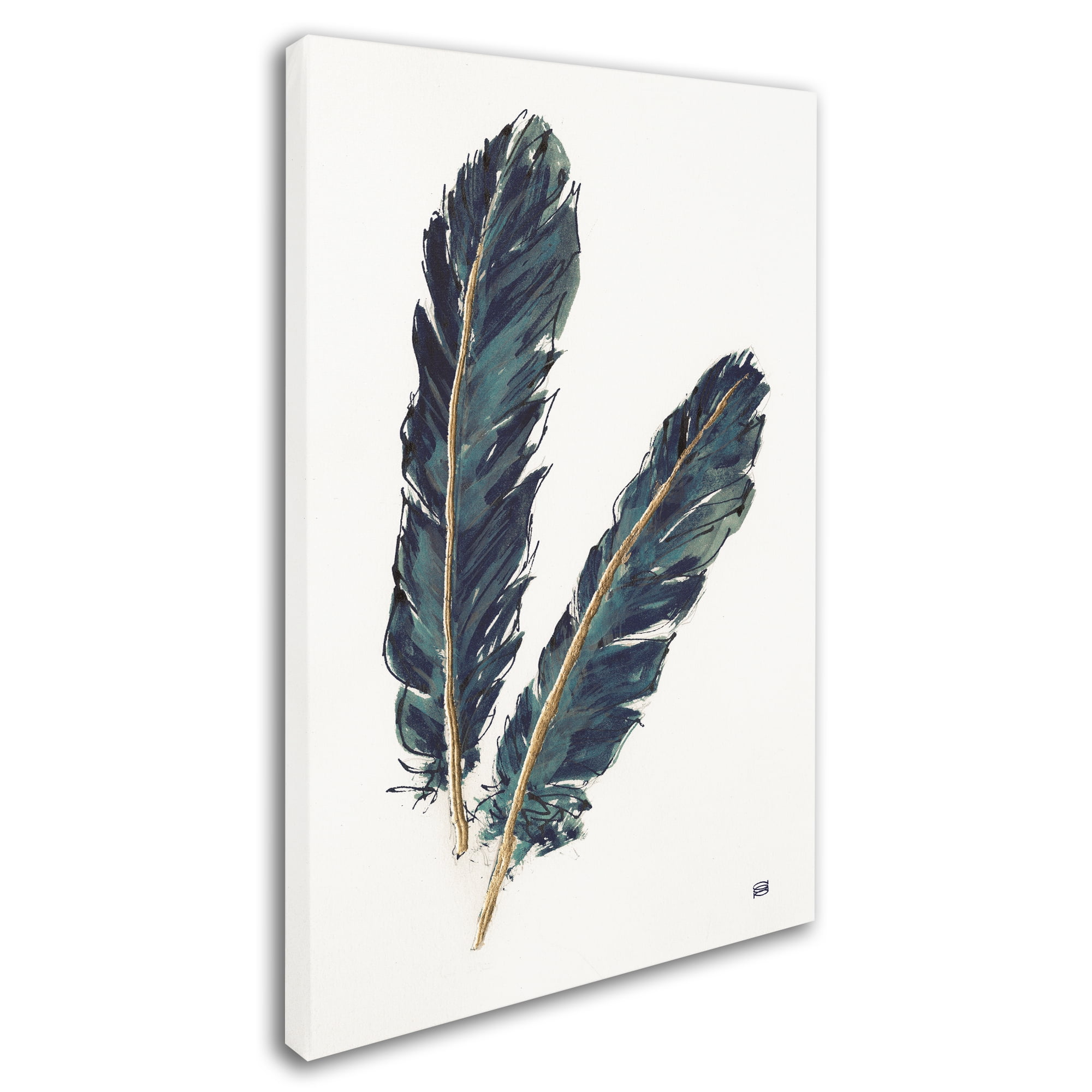 Trademark Fine Art 'Gold Feathers IV Indigo' Canvas Art by Chris Paschke