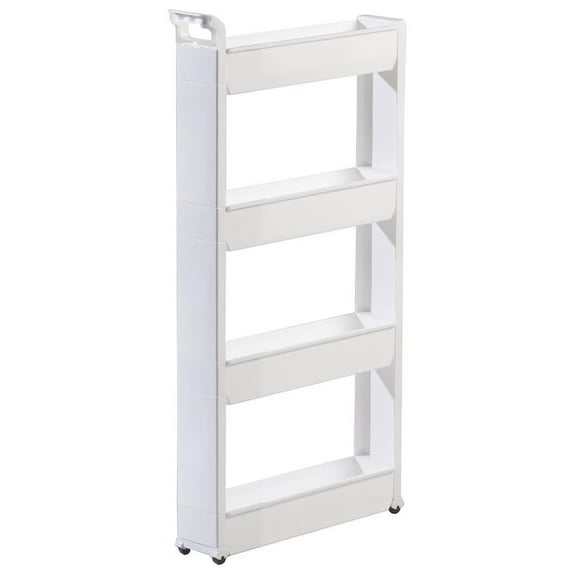 Slim Storage Cart 4 Tier, Rolling Utility Cart - Kitchen, Bathroom, Laundry Room Organizer - Durable Plastic, Easy Assembly, 21" x 5" x 40"