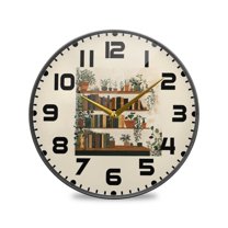 Yayeee Wall Clock for Living Room 11.9 inch Battery Operated Round with Holder, Shelf Plants