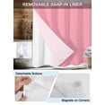 thumbnail image 3 of No Hook Pink Shower Curtain with Snap in Liner Set, Pure Pink Waterproof Fabric Bathroom Curtains with See Through Top Window, Hotel Style Small 36 x 72 Inch, 3 of 7