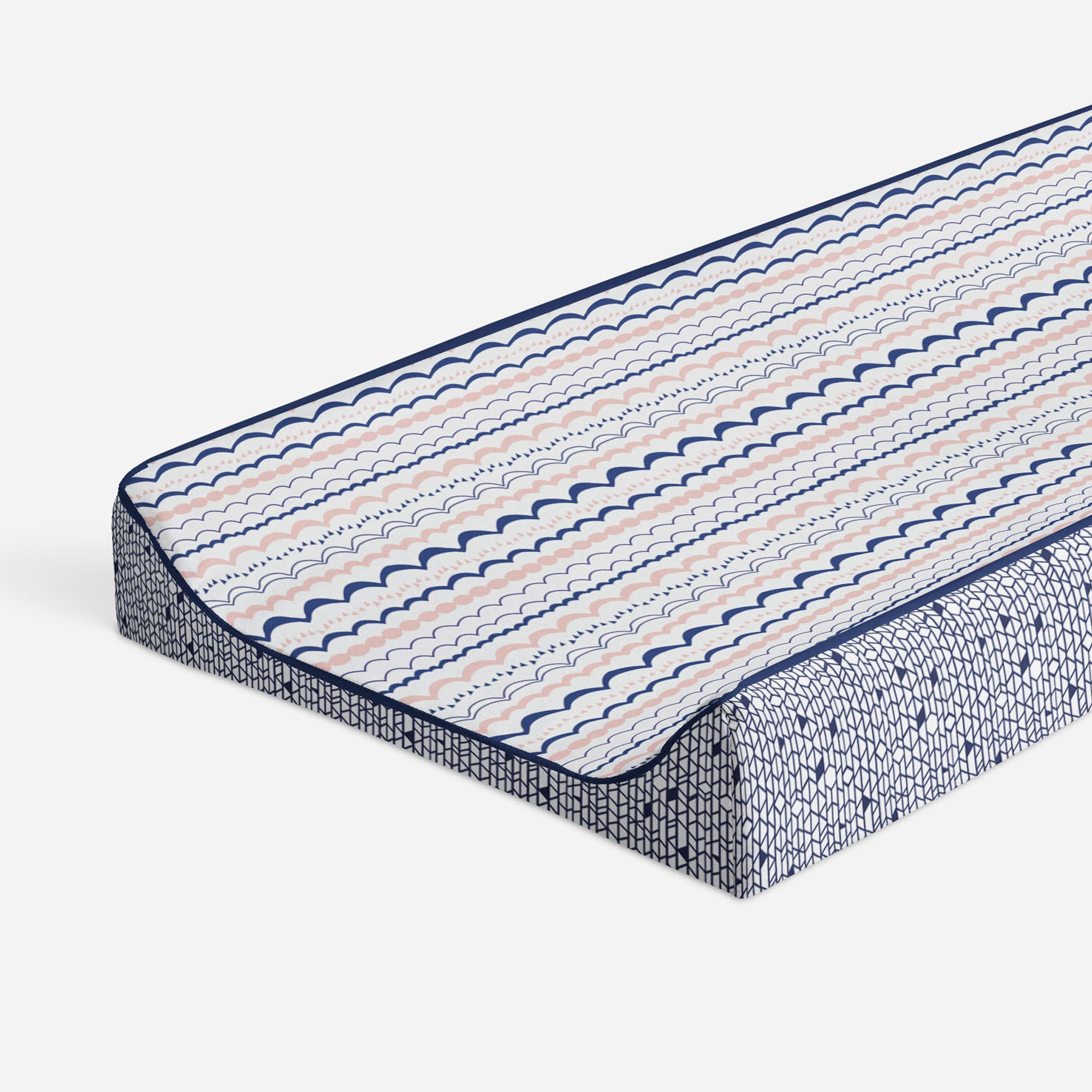 Bacati - Tribal Noah Coral/Navy Girls Quilted Changing Pad Cover