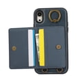 thumbnail image 5 of for iPhone XR Wallet Case with Card Slots, Hand Wrist Strap Rotate Ring Design, Finger Grip Ring PU Leather Magnetic Button Shockproof Purse Phone Cover for iPhone XR, Blue, 5 of 7