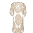 thumbnail image 5 of UPPADA Womens Kimono Cardigan Blouse Beach Cover Up Long Sleeve Swimsuit Coverup Casual Crochet Hollow Out Tie Front Swim Cover Up Knit Cardigan Beige,Free Size, 5 of 6