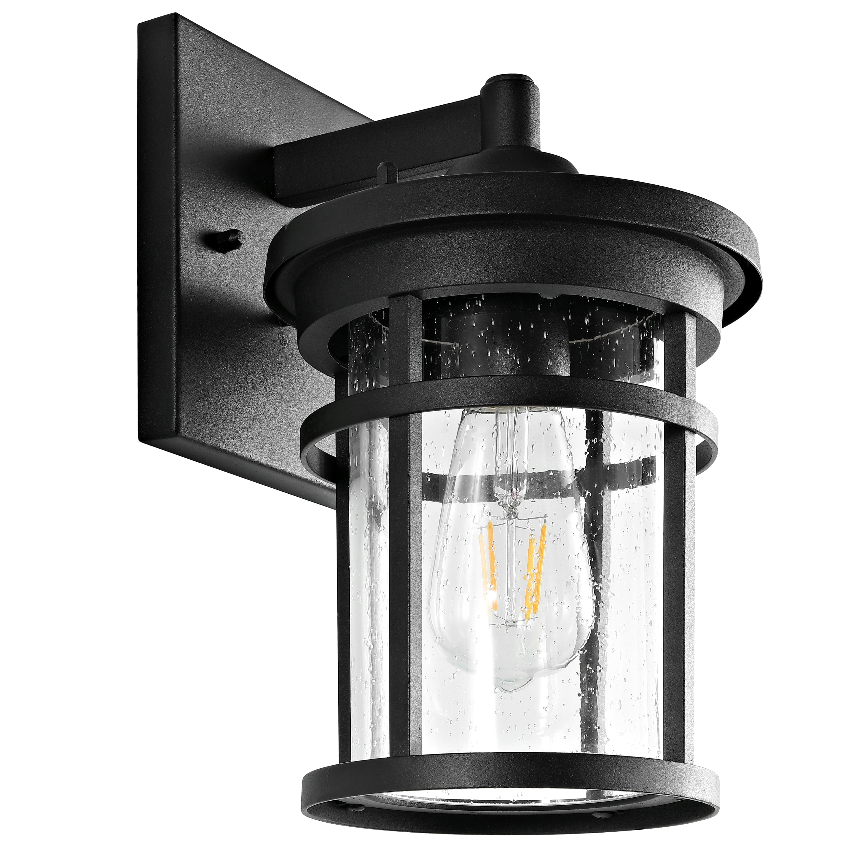 SAFAVIEH Senta LED Black Aluminium Outdoor Wall Sconce with Clear Glass Shade