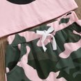 thumbnail image 4 of Elippeo Girls Summer 3PCS Shorts Sets 3 6 12 18 24 Months 3 4 5 Years Short Sleeve Letter Print Tops Camouflage Shorts Headband Sets, 4 of 5
