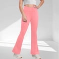thumbnail image 2 of YDFCWXW Girl's Leggings Cross High Waisted Flare Pants Yoga Bootcut Pants Solid Color Full Length Bell Bottoms (Pink, 5-6 Years), 2 of 5