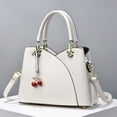 thumbnail image 2 of Stylago Leather Handbags and Purses for Women Cherry Pendant Fashion Top Handle Satchel Multiple Compartments Crossbody Bag Beige, 2 of 6