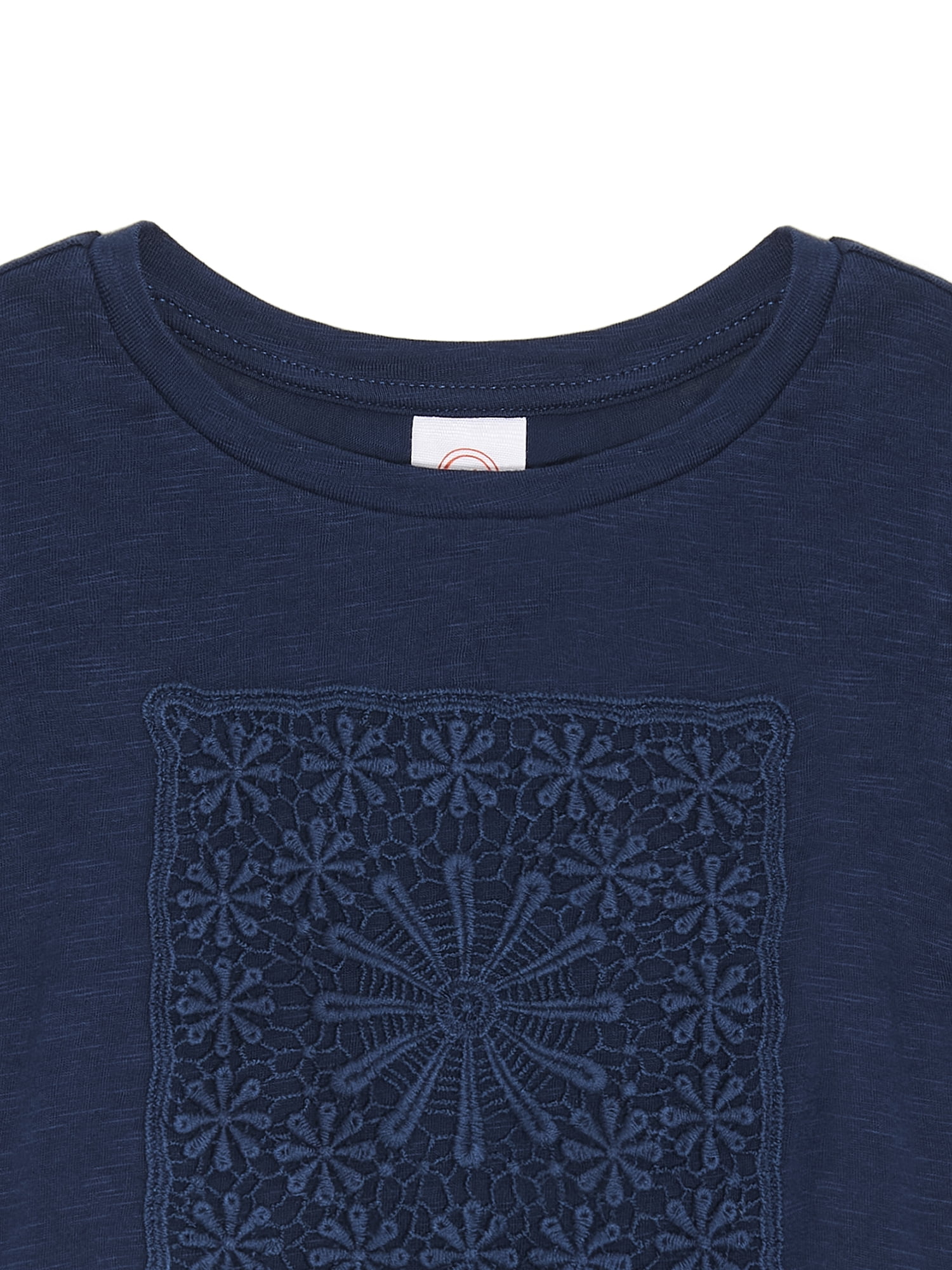Wonder Nation Girls' Puff Sleeve Crochet Applique Top, Sizes 4-18 & Plus