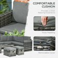 thumbnail image 4 of Outsunny 6pcs Garden Furniture Sofa Set, Rattan 3 Armchairs 2 Table Grey, 4 of 10