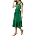 thumbnail image 4 of INSPIRE CHIC Women's Sundress Square Neck Ruffle Tiered Boho Midi Dress S Green, 4 of 6