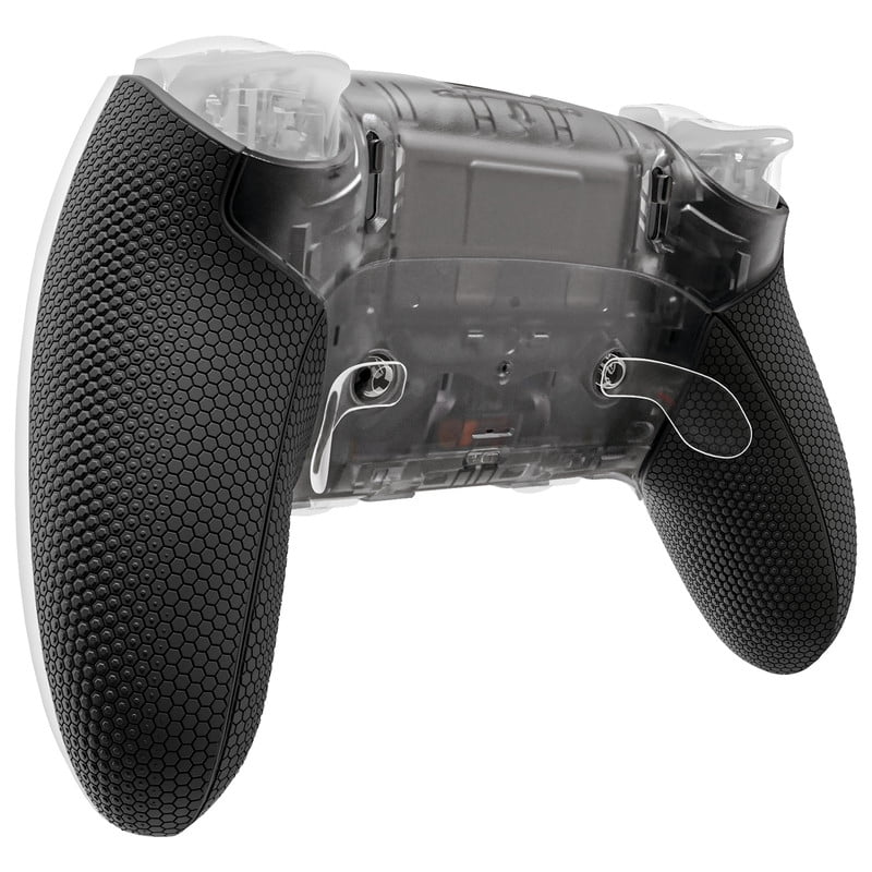 eXtremeRate Beyond-ARC Shell Kit for PS5 Edge Controller - Rubberized Grip Front & Back Cover (Clear & Black)
