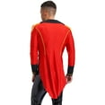 thumbnail image 3 of TiaoBug Mens Circus Magician Halloween Ringmaster Costume Long Sleeve Drum Band Jacket Tailcoat Red XXL, 3 of 6