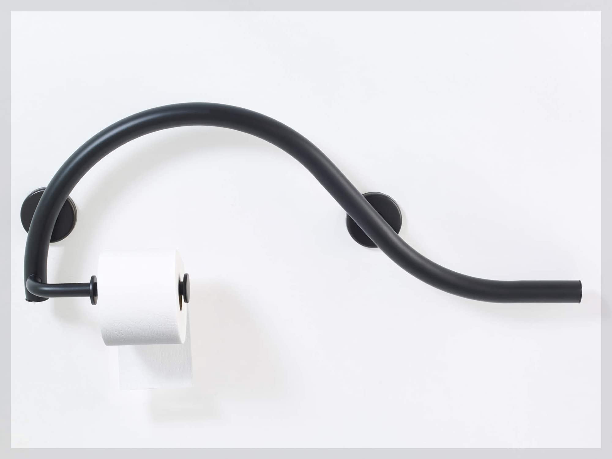 Grab Bar Toilet Paper Holder for Bathroom Safety/304 Stainless Steel/Right/Matte Black/ 30" x 11"