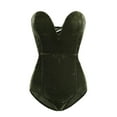 thumbnail image 1 of hirigin Women's Strapless Bodysuit Cross Back Velvet Bodycon Leotard Top, 1 of 4
