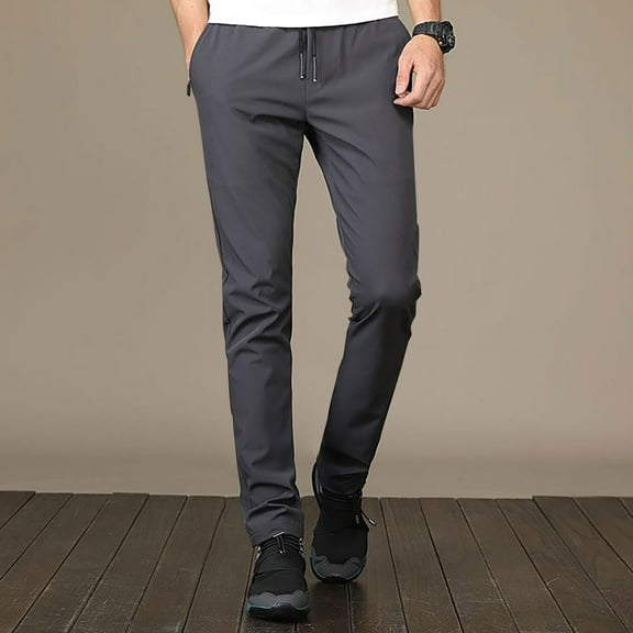 Men Pants Under $10 Lisbinx Elastic Waist Drawstring Social Gatherings Sweatpants Classic Fit Comfy Solid Plus Size for Men Elastic Waist Relaxed Seasonal Promotion