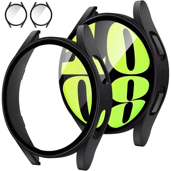 2‑Pack Hard Bumper Case with Built‑in Tempered Glass for Galaxy Watch 6 (2023) 40mm, Full‑Face Anti‑Scratch Smartwatch Protective Cover